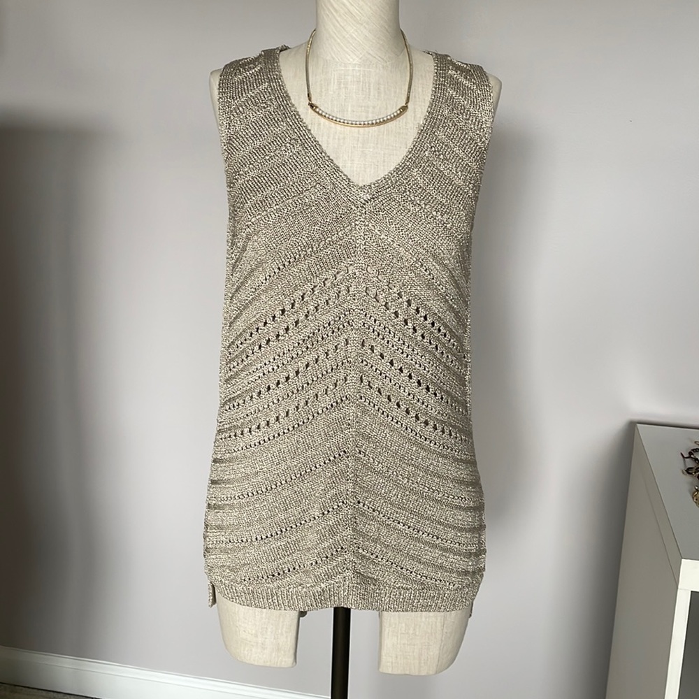WHBM Gold knit sleeveless top